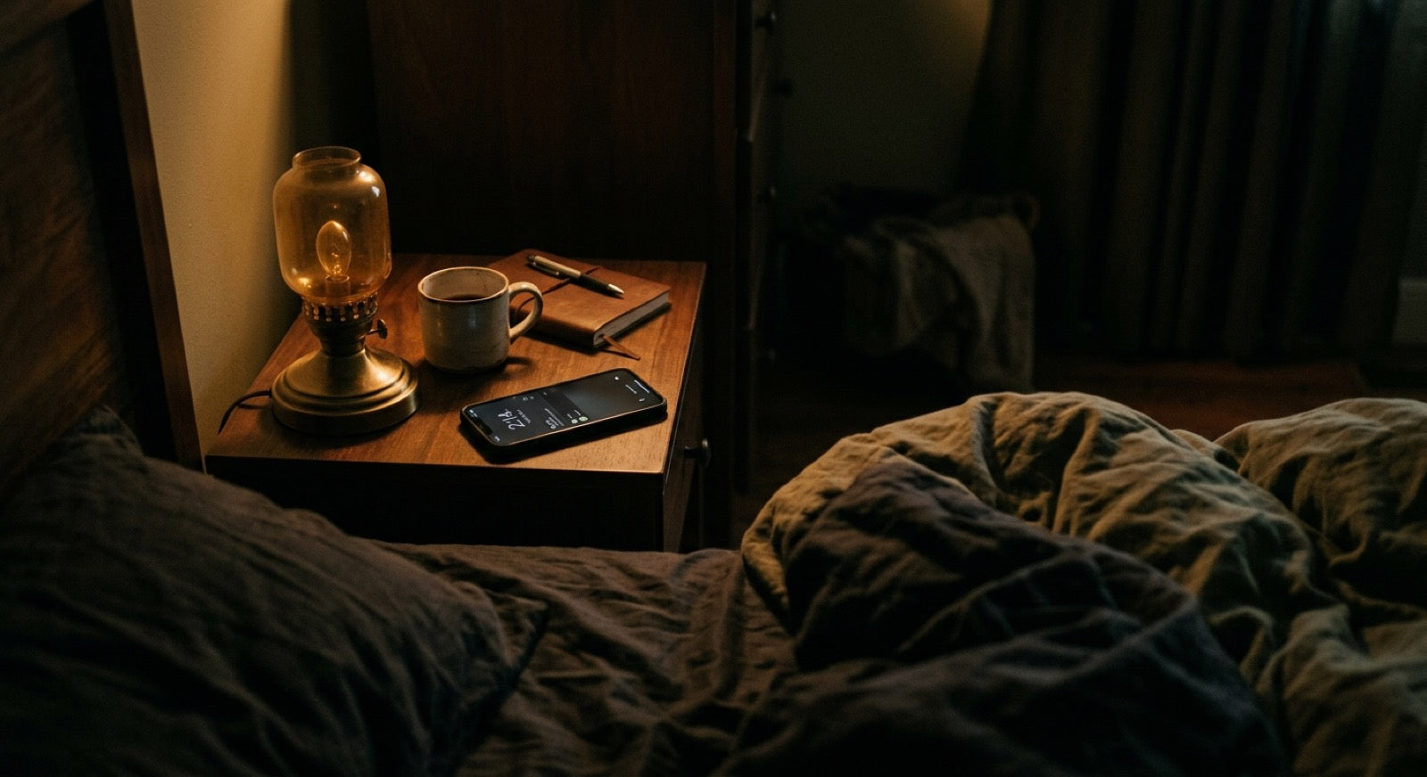 Woman awake late at night, restless